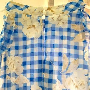 Cato blue gingham flowy tank top